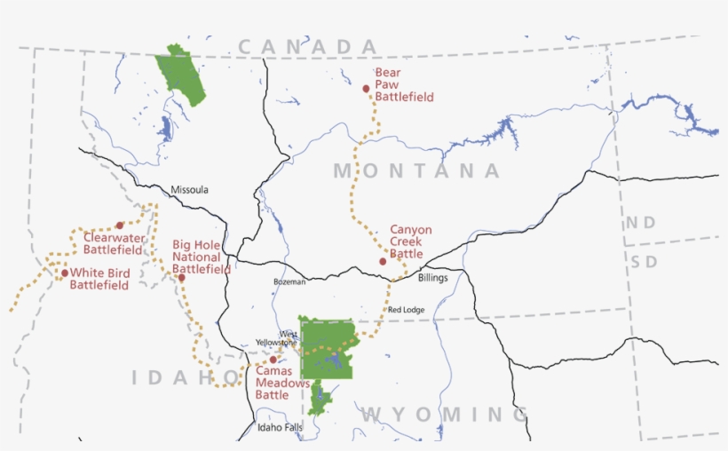 A Map Of Idaho, Montana, And Parts Of Wyoming, North, transparent png #7118255