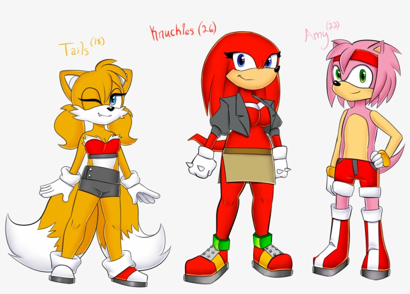 Tails Knuckles And Amy Genderbends, transparent png #7126757
