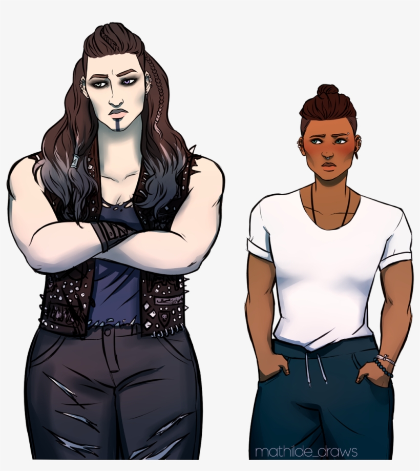 Drawing Of Two Women, One Tall And Muscles With Long, transparent png #7129342