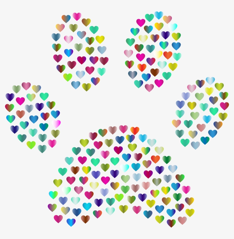 Paw Print Hearts Polyprismatic, transparent png #7131230