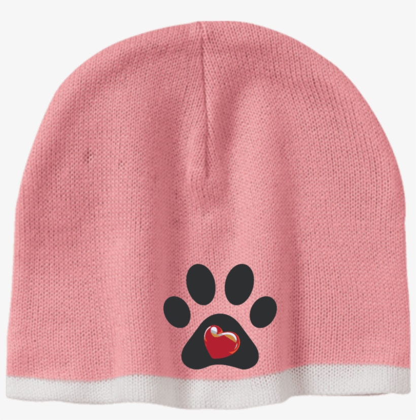 My Heart Paw Print Embroidered Beanie, transparent png #7131823