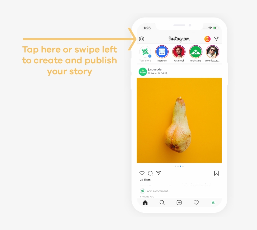 Open Instagram, Then Swipe Left Or Tap In The Top Left, transparent png #7145580