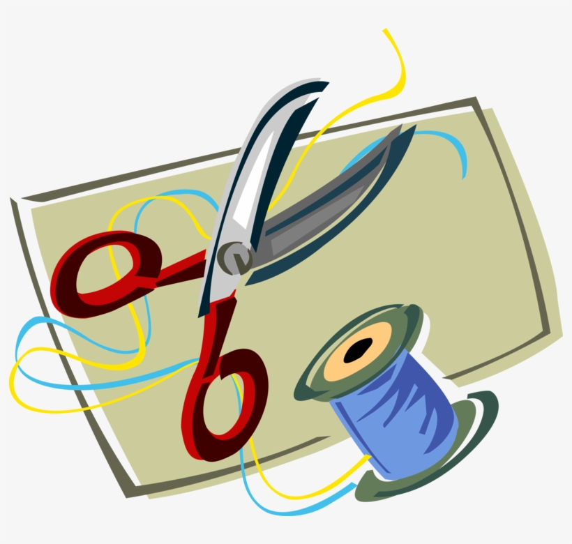 Vector Illustration Of Scissors With Sewing Spool Of, transparent png #7156009
