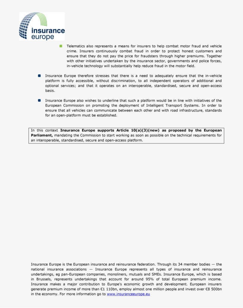 Insurance Europe Key Messages On The Ecall Regulation, transparent png #7158781