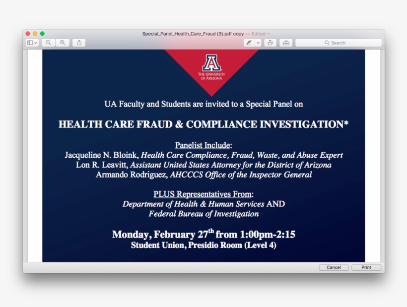 Healthcare Fraud Panel At The University Of Arizona, transparent png #7160535