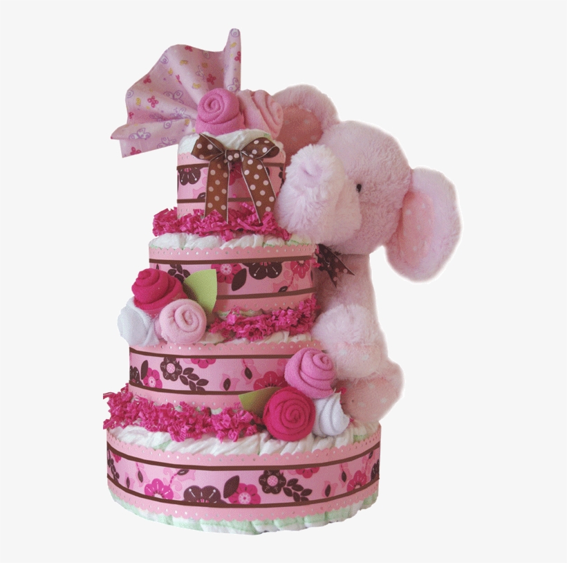 Pink Elephant Diaper Cake , Luxcreativegiftbaskets, transparent png #7162224