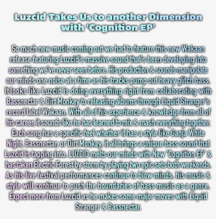 Luzcid Melts Our Minds With New 'cognition Ep' [wakaan, transparent png #7187320