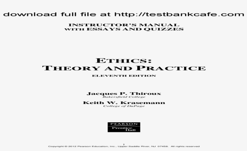 Test Bank For Ethics Theory And Practice 11th Edition, transparent png #7188590
