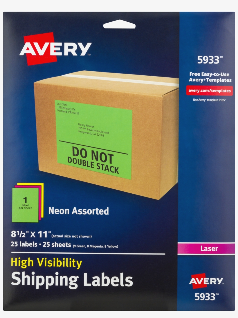 Avery High Visibility Neon Shipping Labels For Laser, transparent png #7195130