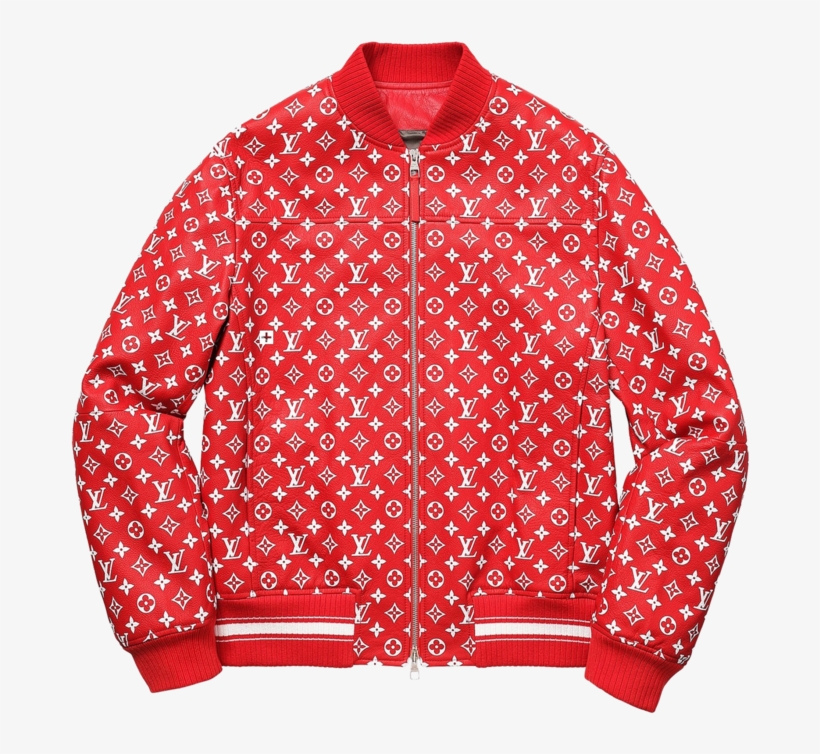 Supreme X Louis Vuitton Leather Monogram Bomber Jacket, transparent png #7196521