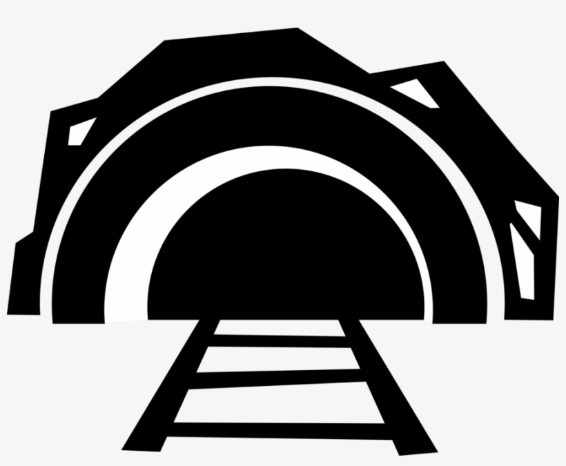Vector Illustration Of Railway Train Tracks Leading - Train Tunnel Png, transparent png #720033