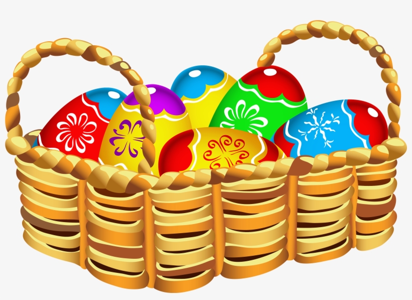 Square Basket With Easter Eggs Png Clipart - Easter Eggs Basket Png, transparent png #720103