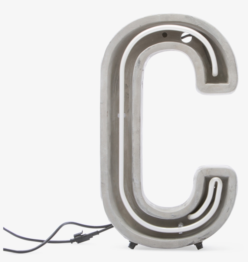 Alphacrete, Concrete Neon Light C-0 - Néon Alphacrete Table Lamp - Letter C - Indoor / Outdoor, transparent png #720545