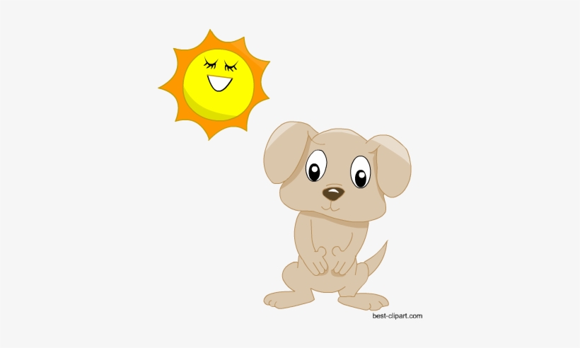 Cute Dog And Sun Free Clipart - Clip Art, transparent png #720957