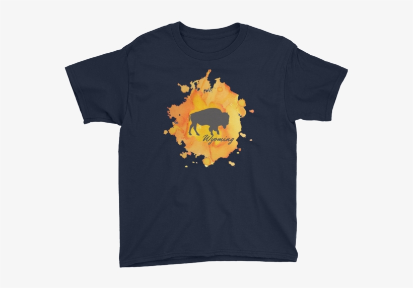 Wyoming Watercolor Burst Bison - T-shirt, transparent png #721578