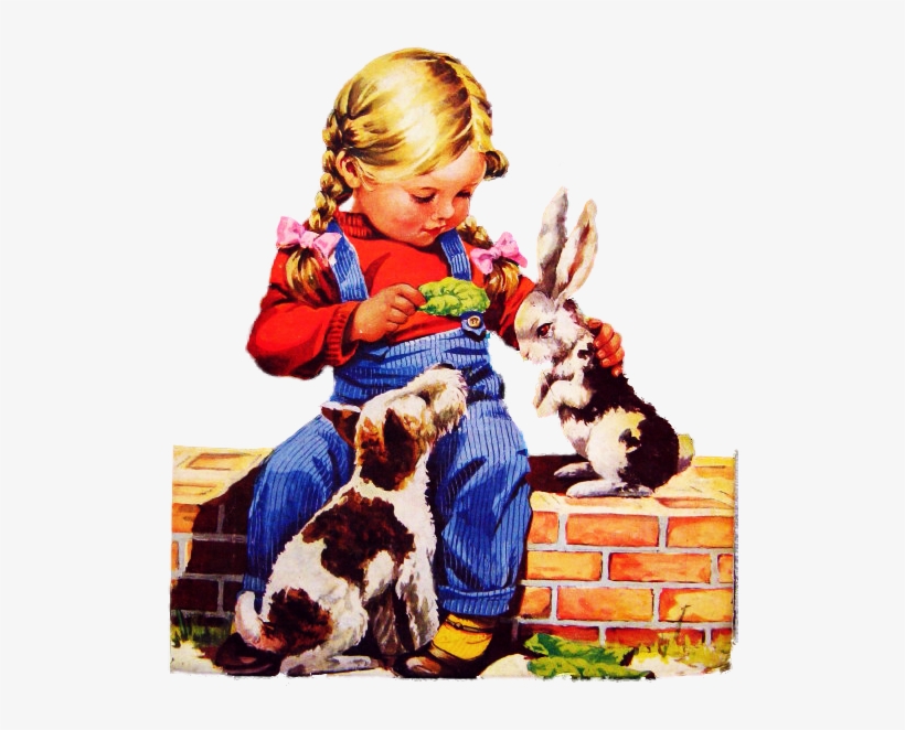 Girl With Bunny And Dog - Toddler, transparent png #721632