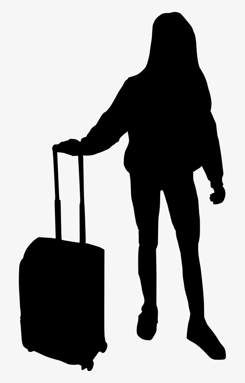 Free Download - Woman With Luggage Silhouette, transparent png #725965