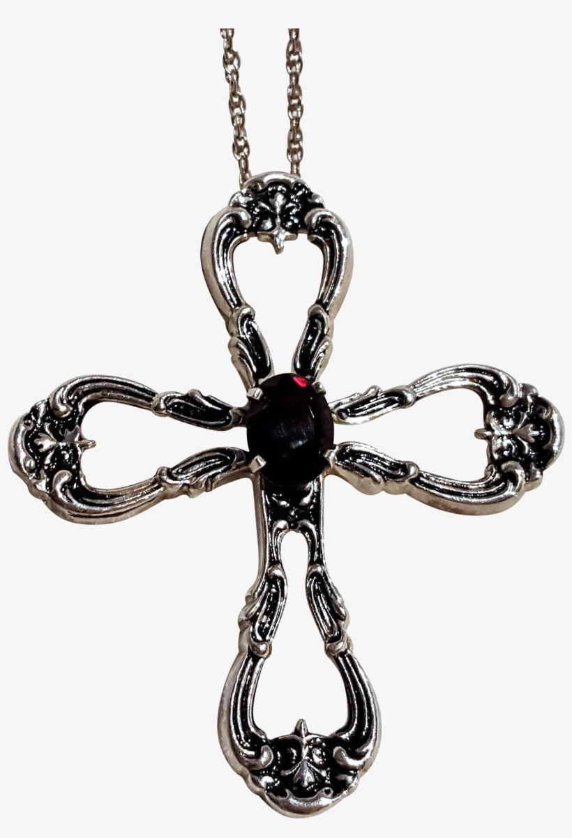 Gorham Sterling Silver Cross Pendant Set With An Oval - Necklace, transparent png #726308