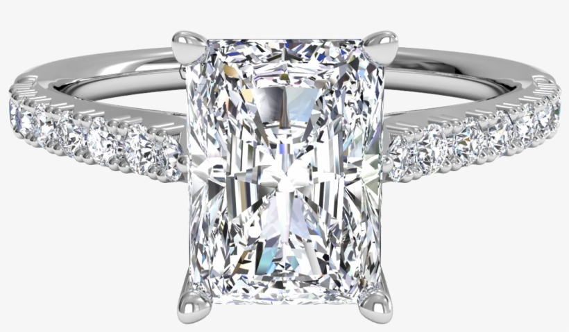Similar To An Emerald Shape But Cut With Facets For - Ritani French-set Diamond Band Engagement Ring - In, transparent png #726829