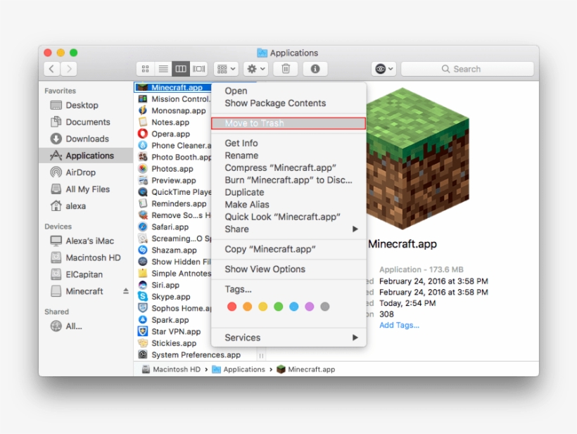 How To Delete Minecraft - Uninstall Minecraft On Mac, transparent png #727664