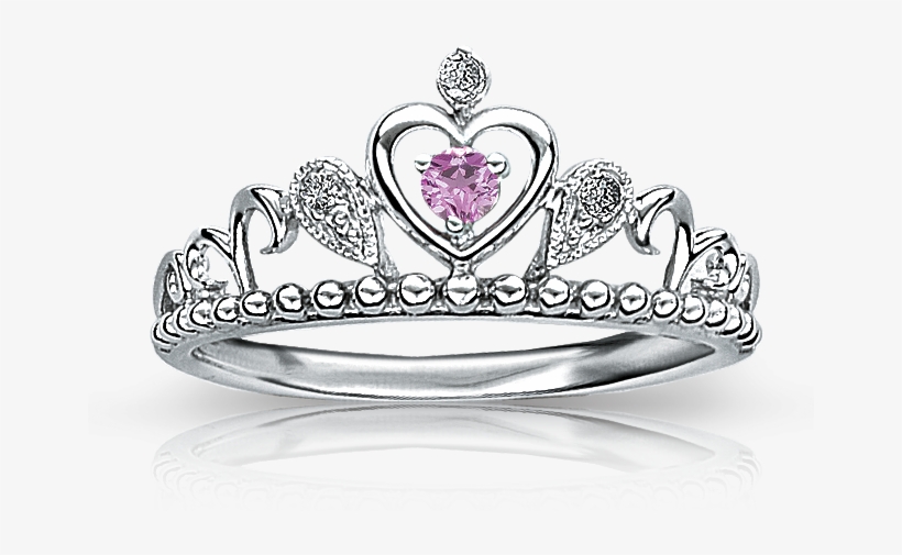 Princess Pink Sapphire & Diamond Tiara Ring In Sterling - Silver Crown For Princess Png, transparent png #727886
