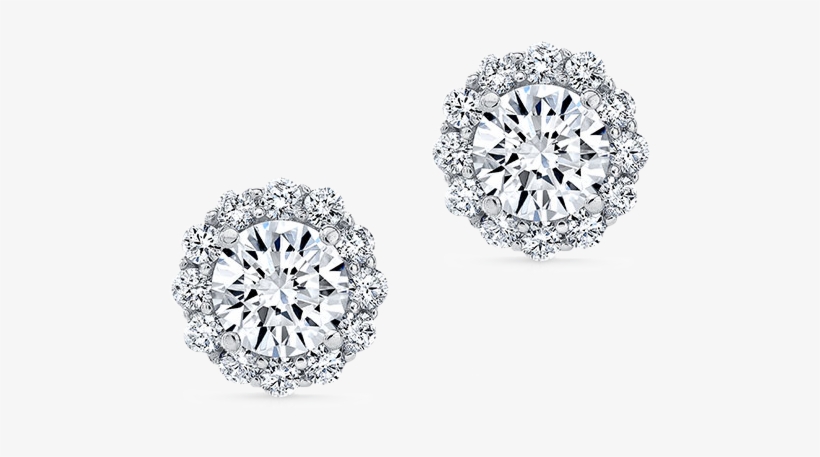 Halo Stud Earrings - 2.30 Ct Round Cut Halo Bridal Engagement Wedding Band, transparent png #728040