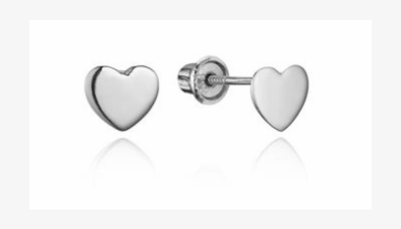 Simple 14k White Gold Heart Earrings With Screw Backs - Earring, transparent png #728409
