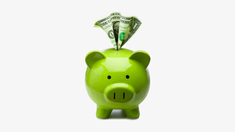Save Money On Home Care - Green Piggy Bank With Money, transparent png #728536