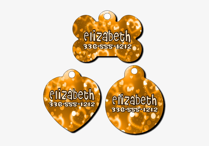 Personalized Gold Hearts Background Pet Tag For Dogs - Intex Star Pda (dual Sim, Black), transparent png #728889
