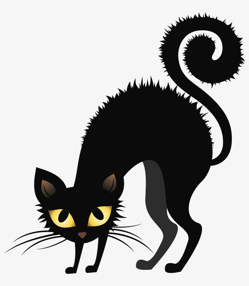Bristling Black Cats - Scary Black Halloween Cat, transparent png #729013