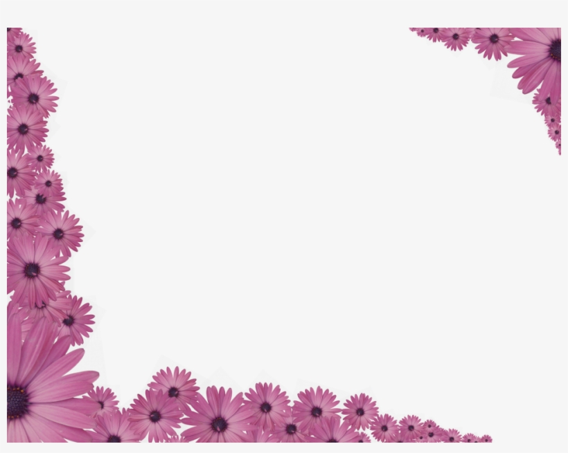 Pink Flowers Sprinkled At Corners Of Rectangular - Flower Border Transparent Background, transparent png #729293