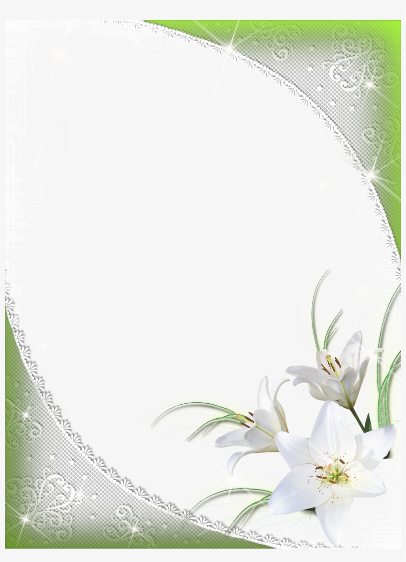 Green Flower Border Png Download - Flower White Frame Png, transparent png #729583