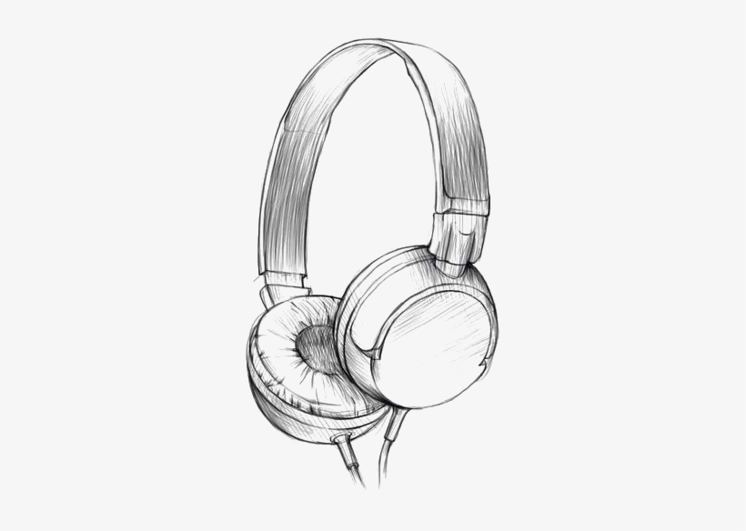 Drawing Headphones Watercolor Painting Pencil Sketch - Headphones Pencil Drawing, transparent png #729924