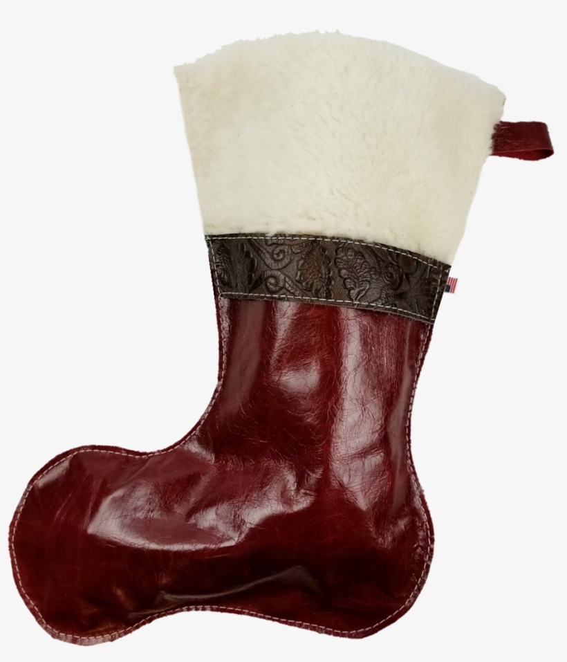 Christmas Stockings In Italian Red Leather With Wool, transparent png #7202735