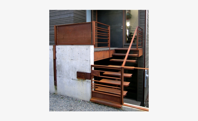 Blackened Steel Pivot Door, Oxidized Steel Stair And, transparent png #7204081