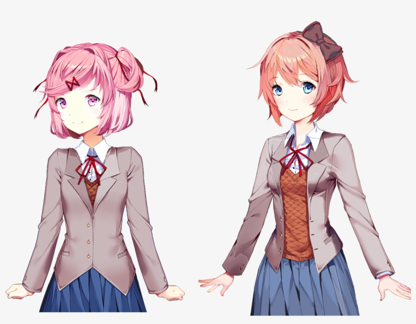 Slightly Altered Sayori And Natsuki, Feel Free To Use, transparent png #7209292