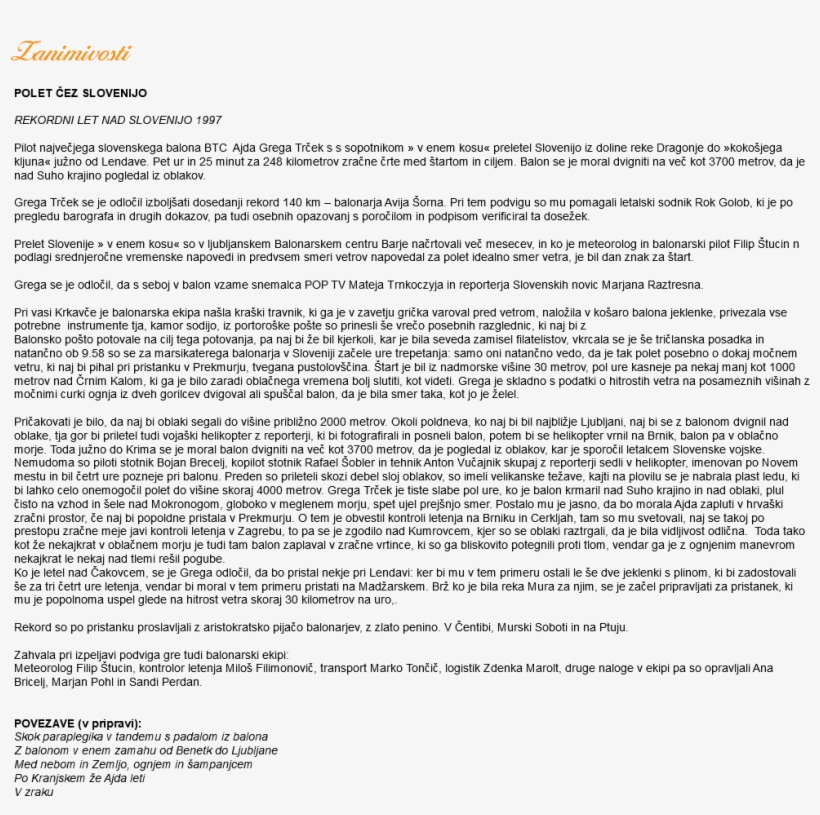 Zanimivosti Polet Čez Slovenijo Rekordni Let Nad Slovenijo, transparent png #7214894