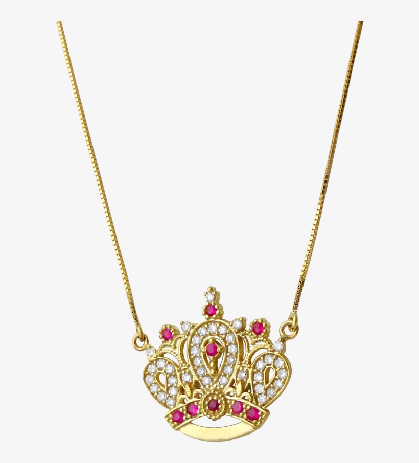 Colar Coroa Com Rubi E Diamantes 18k, transparent png #7216937