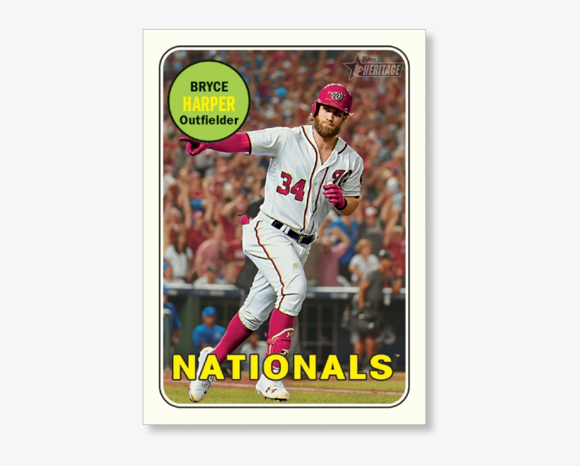 Bryce Harper 2018 Topps Heritage Baseball Action Image, transparent png #7224153