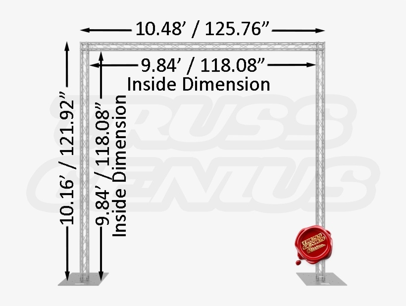 10' X 10' F14 Mini Square Truss Goal Post System Dimensions, transparent png #7224519