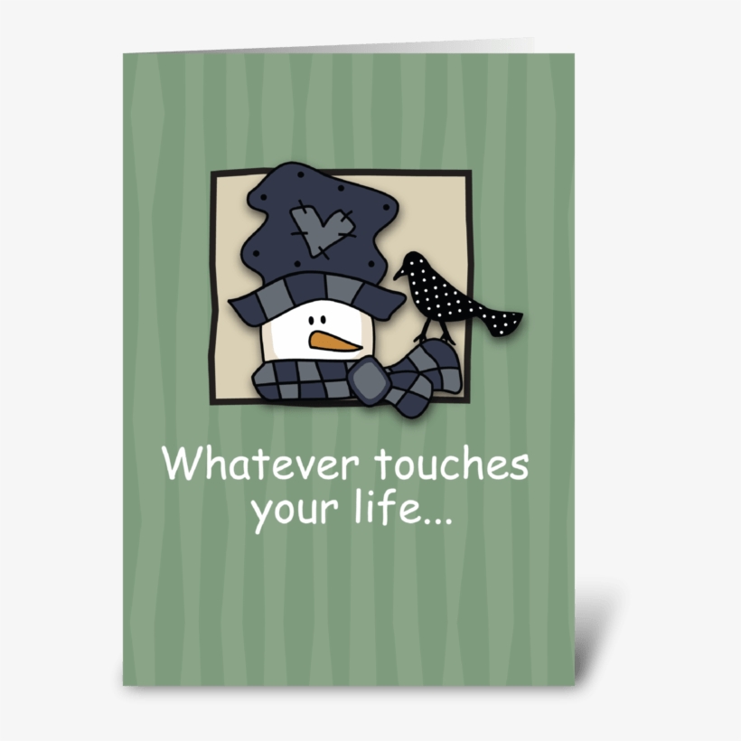 Snowman Head With Bird Christmas Greeting Card, transparent png #7232338