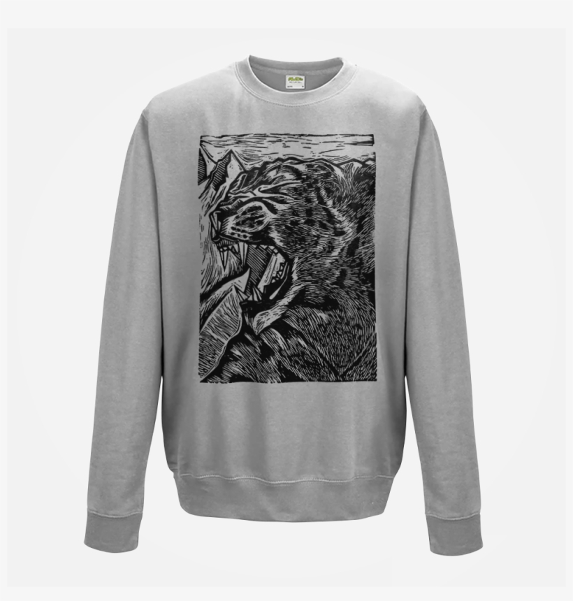 Snow Leopard Lino Illustration Sweatshirt, transparent png #7238242