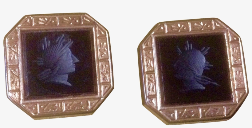 Vintage Cuff Buttons Cufflinks Black Onyx Roman Soldiers, transparent png #7240151