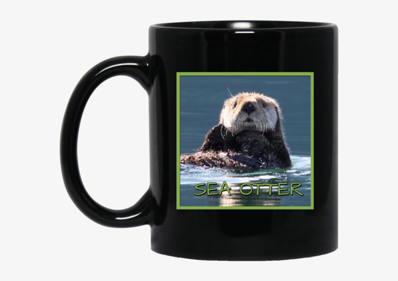 Sea Otter Square 11 And 15 Oz Black Mugs, transparent png #7242881