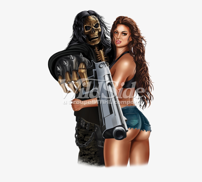 Death & Babe With Gun, transparent png #7257690