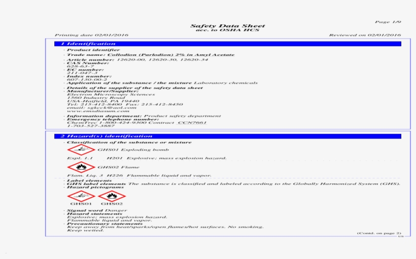 Page 1/9 Safety Data Sheet Acc, transparent png #7263454