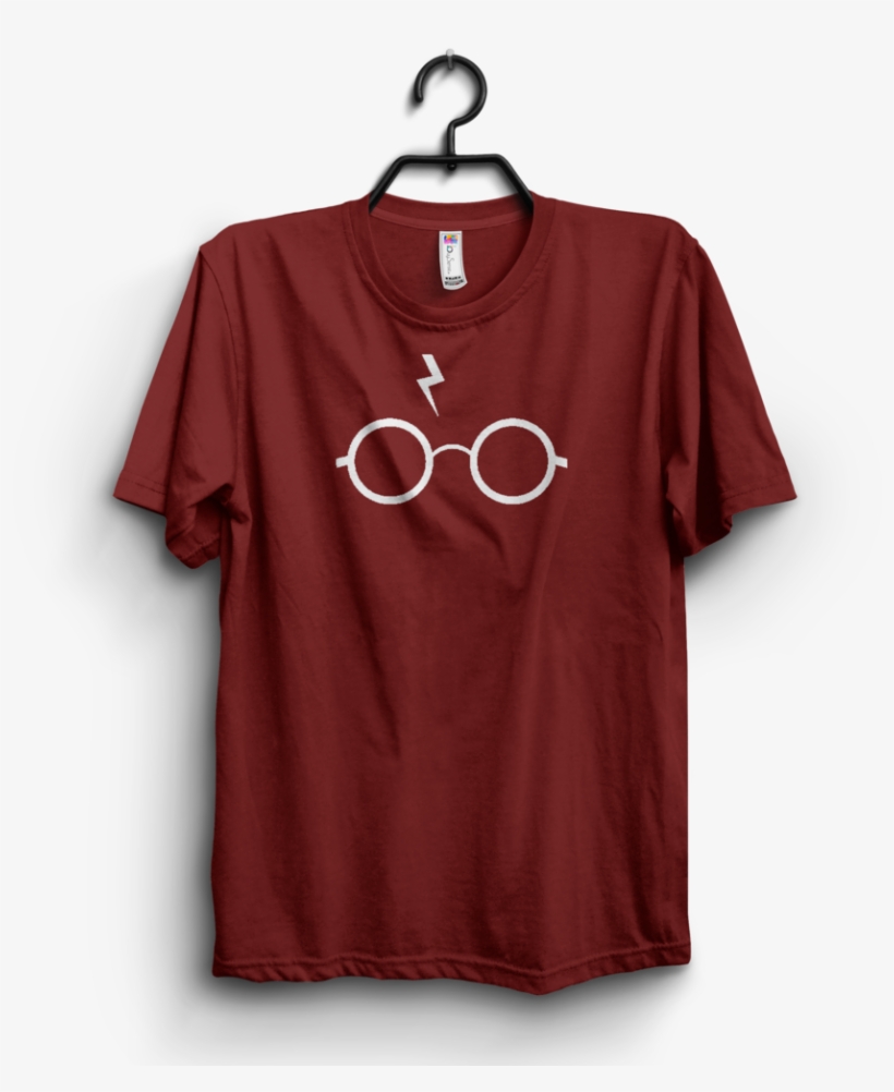 Maroon Cotton Harry Potter Printed Half Sleeves Tshirt, transparent png #7264279
