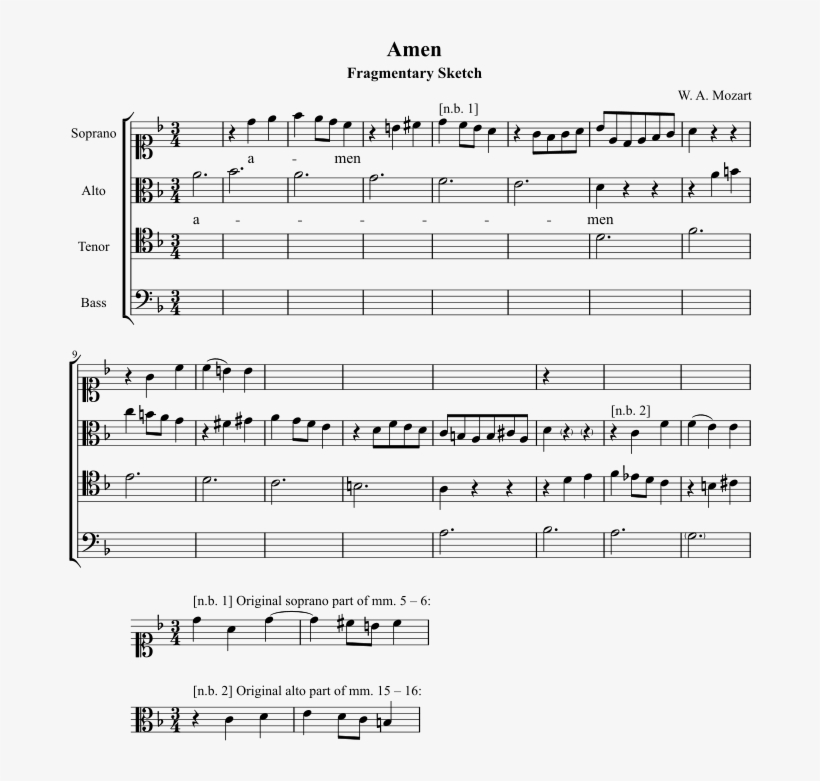 Amen Fugue Fragment From Mozart's Requiem, transparent png #7267518