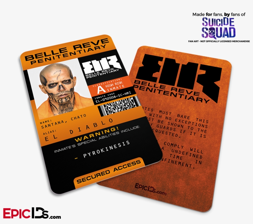 Belle Reve Penitentiary 'suicide Squad' Inmate Id Card, transparent png #7267627