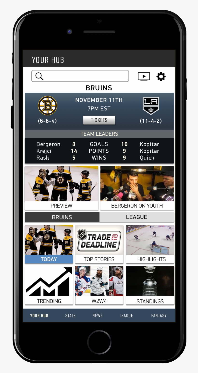 Nhl App - My Hub - Today - Bruins, transparent png #7276852